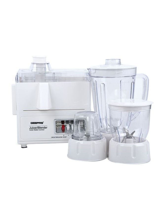 GEEPAS 4 in 1 Food Processor & Juicer Multi-functional Smoothie Maker, Juicer, Compact Electric Blender, Chopper & Grinder 1.6L Jar, 2-Speed Pulse Function for Ice Crusher 600 W GSB2031-600W White - Image 1