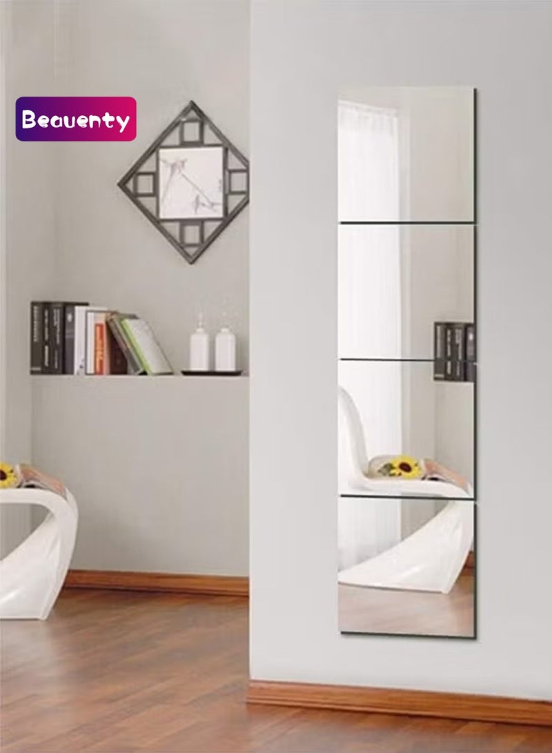 Beauenty Full Dimension Wall Mirror Set 30 x 30 cm 4 Pieces Without Frame Self-adhesive Makeup Mirror for Door and Base for Bedroom and Living Room - Image 1