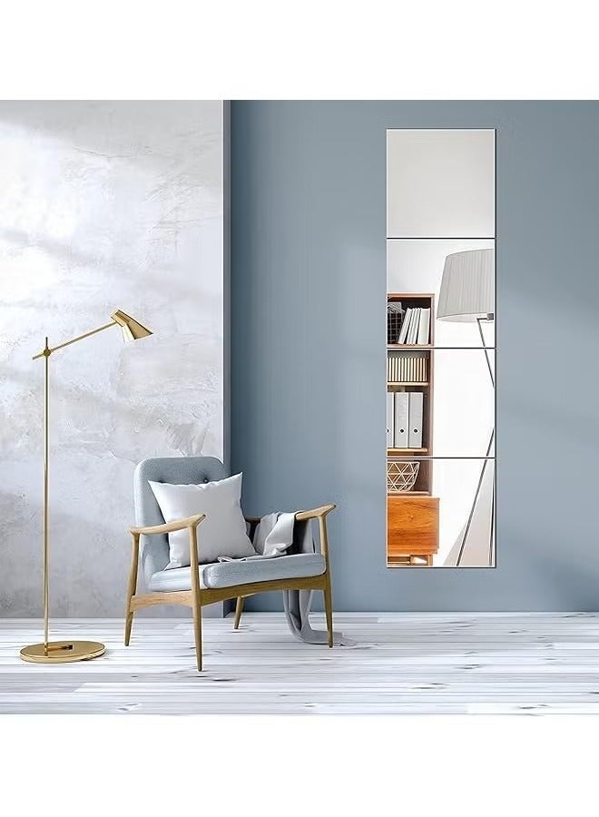 Beauenty Full Dimension Wall Mirror Set 30 x 30 cm 4 Pieces Without Frame Self-adhesive Makeup Mirror for Door and Base for Bedroom and Living Room - Image 3