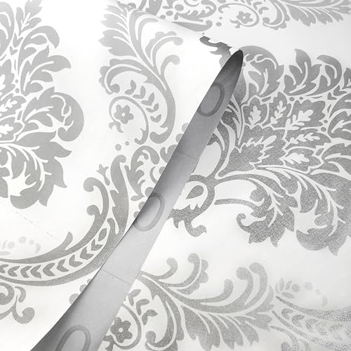 RedChimes Self-Adhesive Wallpaper Waterproof Old Furniture Vinyl Stickers Wooden Door Wardrobe Desktop PVC Wall Papers 45 X 304 CM (Royal Silver) - Image 3