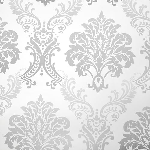 RedChimes Self-Adhesive Wallpaper Waterproof Old Furniture Vinyl Stickers Wooden Door Wardrobe Desktop PVC Wall Papers 45 X 304 CM (Royal Silver) - Image 2