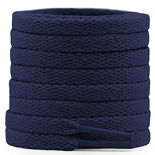 DELELE Flat Shoe Laces for Sneakers: 51 inch Navy 6/25 inch Narrow Athletic Shoelaces 2 Pair - Image 1