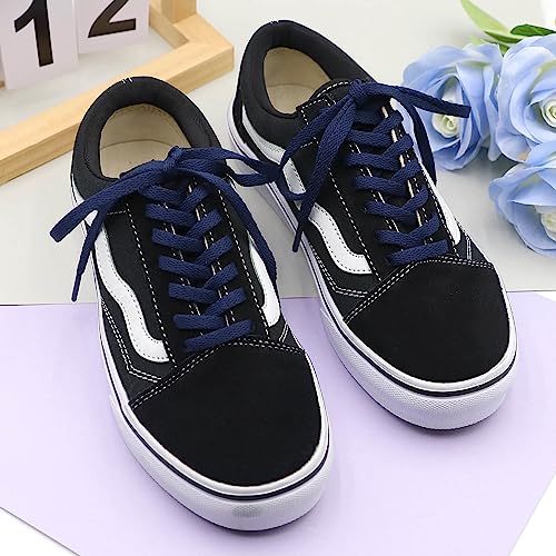 DELELE Flat Shoe Laces for Sneakers: 51 inch Navy 6/25 inch Narrow Athletic Shoelaces 2 Pair - Image 4