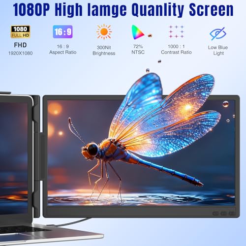 KEFEYA موسع شاشة اللابتوب KEFEYA 14 بوصة، شاشة لابتوب FHD 1080P IPS، شاشة محمولة للابتوبات 13-17 بوصة مع منفذ USB-C/HDMI، توصيل وتشغيل لنظام Windows/Mac/Android/Switch/PS5 - Image 2