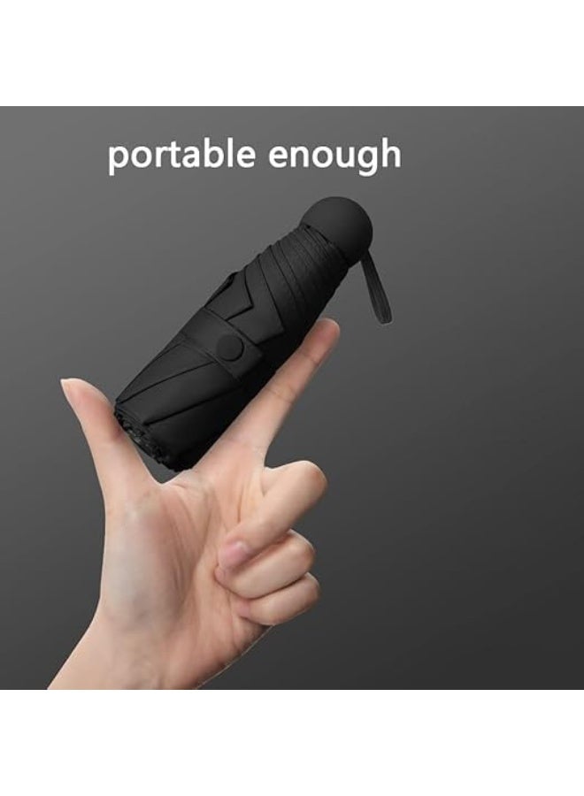 Travel Umbrella,Sun Solid Color, Sun Protection with Zipper-bag Fashion Tiny Pocket Umbrella for Sun And Rain,Lightweight & Portable,Parasol Umbrella for Women,Girls,Kids-Black - Image 4