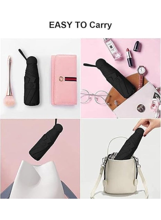 Travel Umbrella,Sun Solid Color, Sun Protection with Zipper-bag Fashion Tiny Pocket Umbrella for Sun And Rain,Lightweight & Portable,Parasol Umbrella for Women,Girls,Kids-Black - Image 3