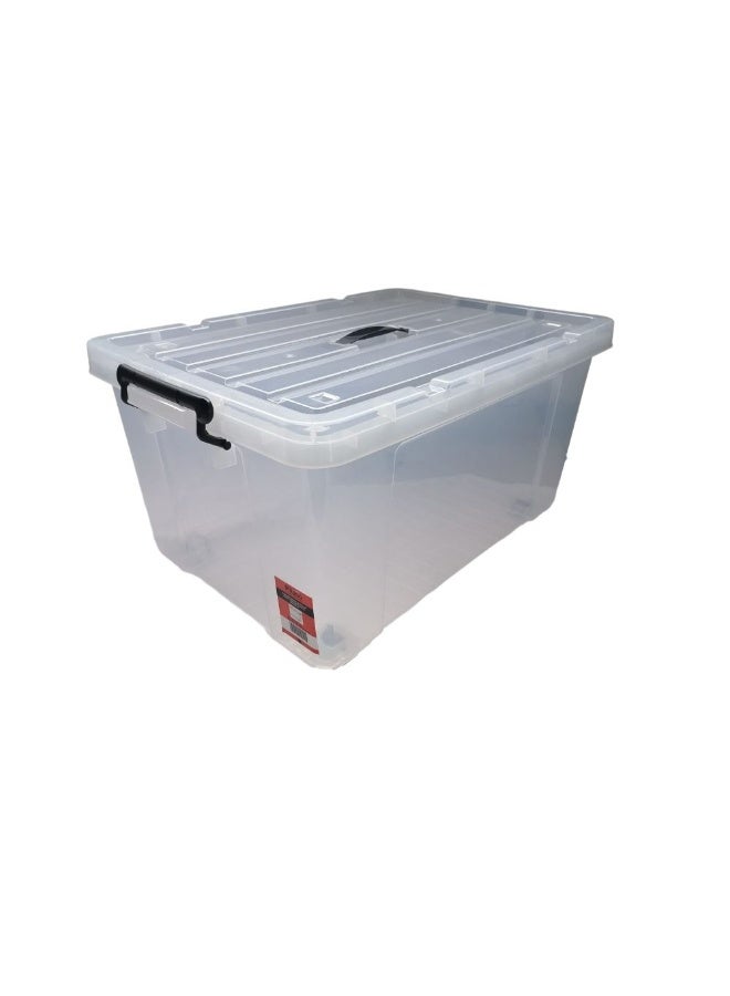 Milano Clear Plastic Storage Box 65L with Wheels - Durable Household Organizer, 66x45x33.5cm, Ideal for Home Storage, Clear Container for Easy Visibility - Image 2