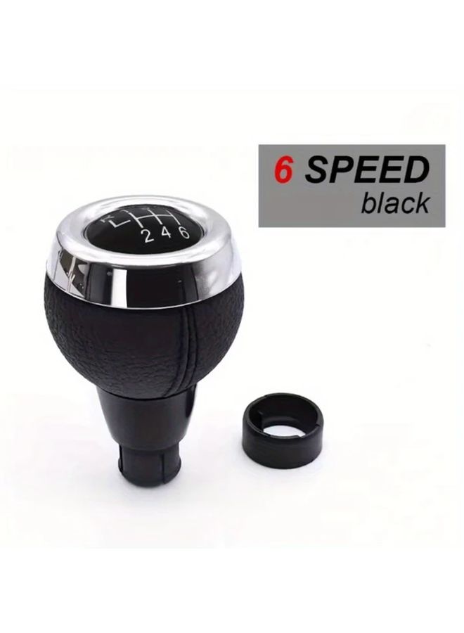 Silvery Cap 6 Speed Manual Gear Shift Knob PU Leather Easy Install Comfortable Gear Lever Handle - Image 4