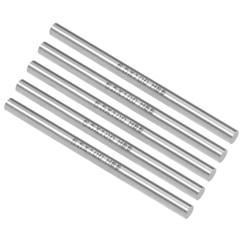uxcell Round Steel Rod, 6.5mm HSS Lathe Bar Stock Tool 100mm Long, for Shaft Gear Drill Lathes Boring Machine Turning Miniature Axle, Cylindrical Pin DIY Craft Tool, 5pcs - Image 1