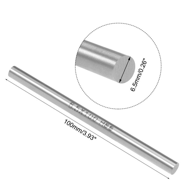 uxcell Round Steel Rod, 6.5mm HSS Lathe Bar Stock Tool 100mm Long, for Shaft Gear Drill Lathes Boring Machine Turning Miniature Axle, Cylindrical Pin DIY Craft Tool, 5pcs - Image 2