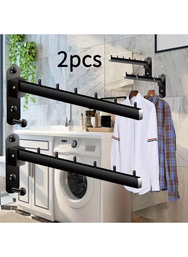 Black Stainless Steel Wall Mounted Hangers 2pcs Rotating Arms Heavy Duty Rust Resistant Storage Organizer for Bathroom Bedroom Laundry Room - Image 2