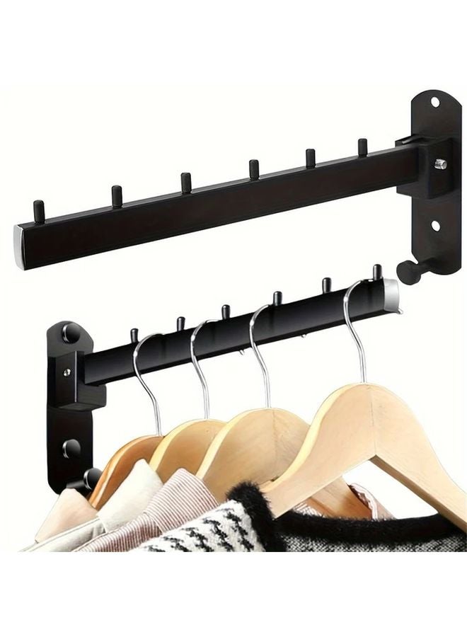 Black Stainless Steel Wall Mounted Hangers 2pcs Rotating Arms Heavy Duty Rust Resistant Storage Organizer for Bathroom Bedroom Laundry Room - Image 5