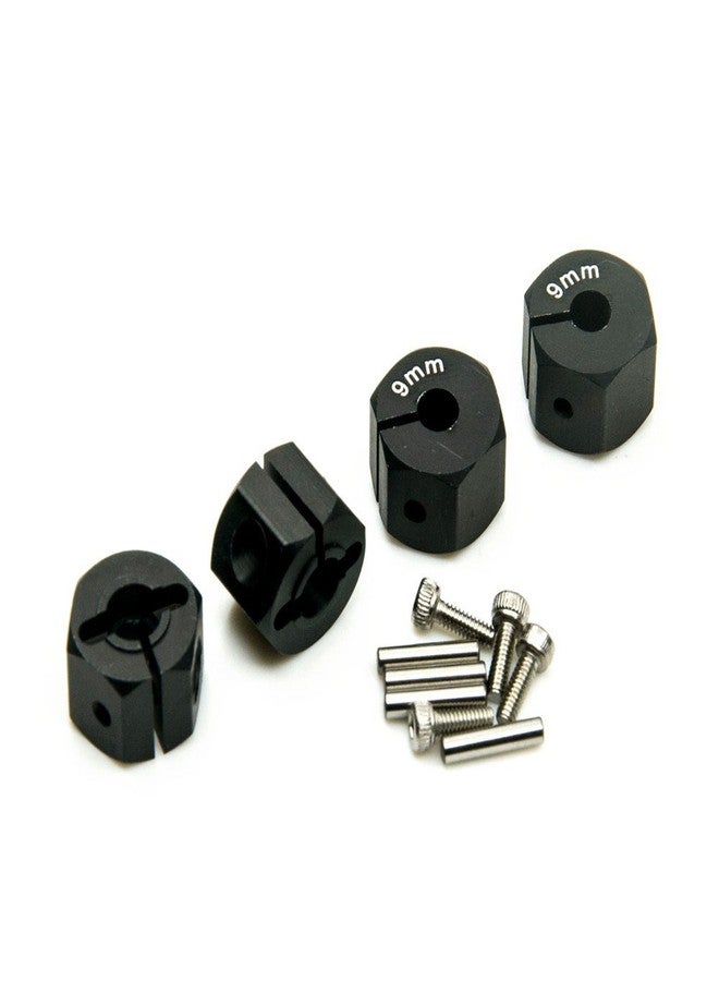 MOHERO Aluminum 9mm Thickness 12mm Wheel Hex Drive Adaptors with Pins & Screws for Most of 1/10 RC Crawler Car Black (Black, 9mm) - Image 3