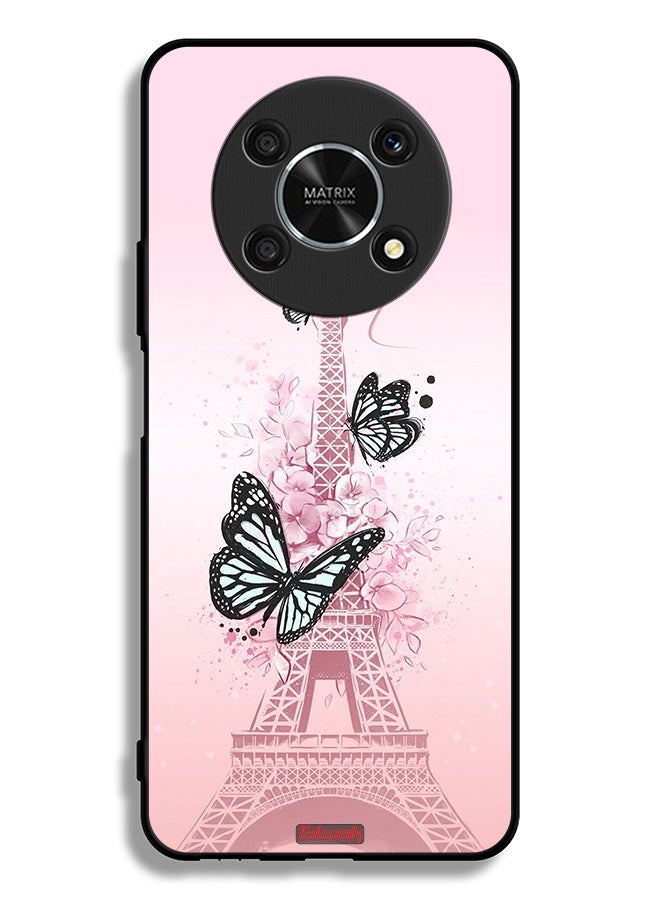 Tolwak Honor X9 5G Protective Case Cover Butterflies On Eiffel Tower - Image 2