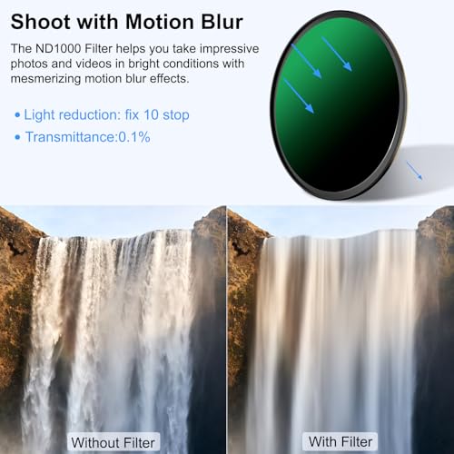 LENSKINS 77mm ND 1000 Lens Filter, 10 Stop Fixed Neutral Density Filter-German Optics Glass, Multi-Resistant Coated, Weather-Seal ND Filter with Lens Cloth - Image 3