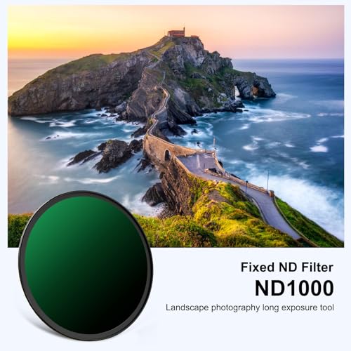 LENSKINS 77mm ND 1000 Lens Filter, 10 Stop Fixed Neutral Density Filter-German Optics Glass, Multi-Resistant Coated, Weather-Seal ND Filter with Lens Cloth - Image 2