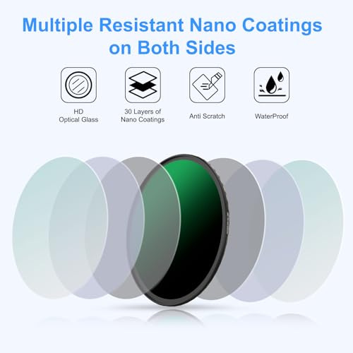 LENSKINS 77mm ND 1000 Lens Filter, 10 Stop Fixed Neutral Density Filter-German Optics Glass, Multi-Resistant Coated, Weather-Seal ND Filter with Lens Cloth - Image 4