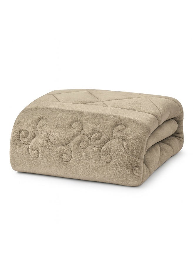 مينج لي مفرش شتوي نفرين نظام وجهين وجه مخمل وجه فرو - طقم مفارش 6 قطع ( 1 لحاف + 1 وشرشف مطاطي + 4 أغطية وسائد ديكورية ) يناسب سرير مقاس 200x200 سم - Image 5