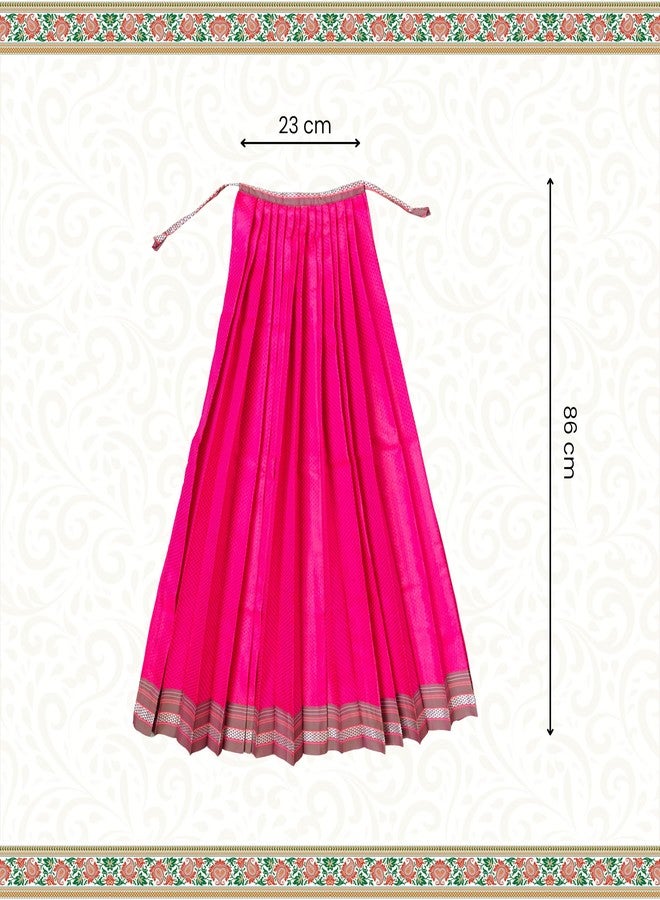 PUNYATVA Gudhi Vastra for Gudhi Padwa Festival (Khun, Pink Gray Border | Traditional Maharashtrian Gudi Cover Saree Cloth for GudiPadva | Readymade Ugadi & GudhiPadawa Decoration Pooja Décor - Image 2