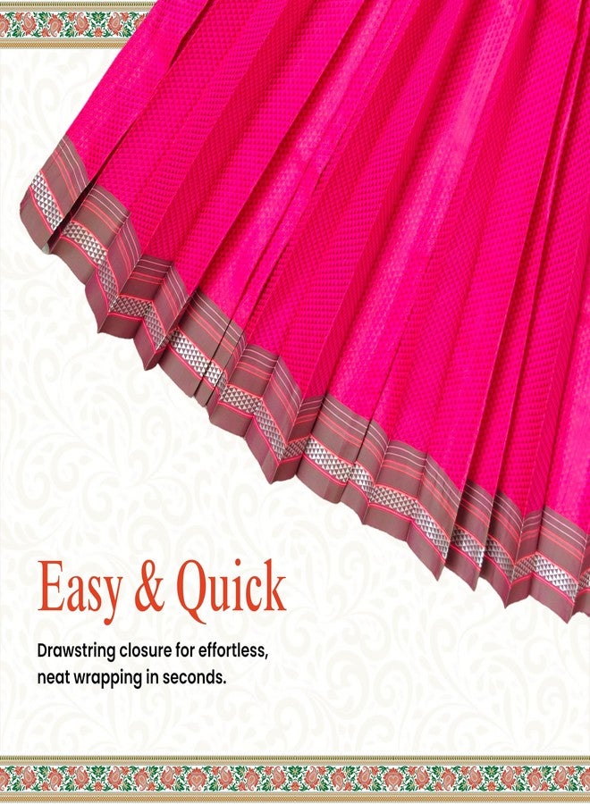 PUNYATVA Gudhi Vastra for Gudhi Padwa Festival (Khun, Pink Gray Border | Traditional Maharashtrian Gudi Cover Saree Cloth for GudiPadva | Readymade Ugadi & GudhiPadawa Decoration Pooja Décor - Image 4