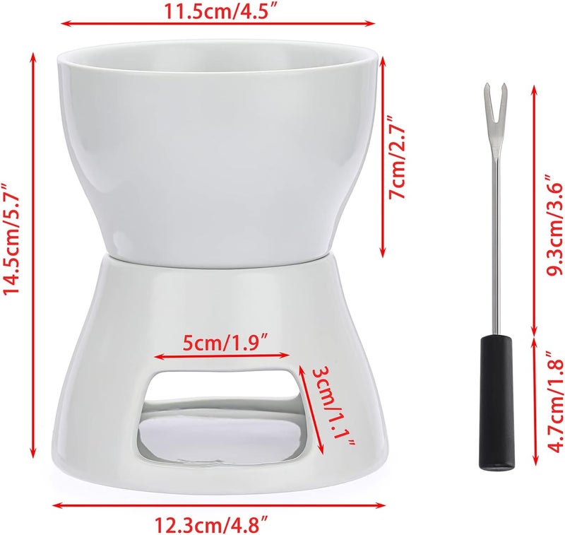 BSTKEY 400ML Ceramic Butter Warmer Set with 4 Forks, Fondue Pot Melting Pot Set, Melt Hot Pot Bowl Set For Cheese Chocolate Butter Caramel - Image 2