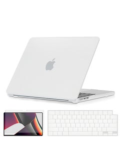 Slim Rubberized Matte Case Compatible with MacBook Air 15 inch (A2941) M2 2023, (A3114) M3 2024 Case with Keyboard Cover & Protector, White