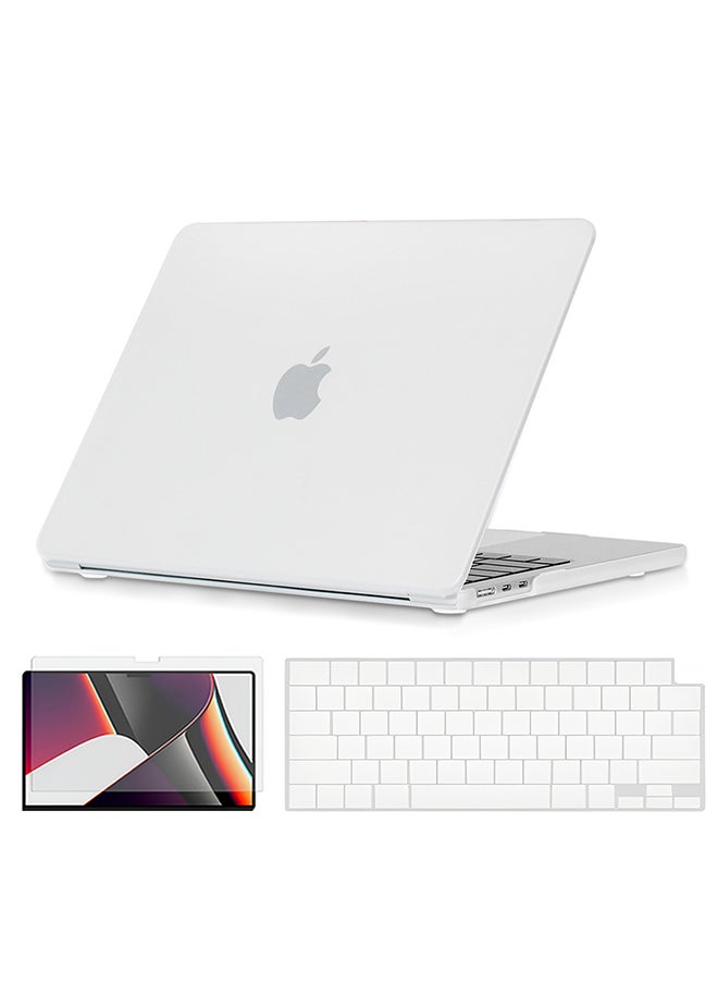 O Ozone - Slim Rubberized Matte Case Compatible with MacBook Air 15 inch (A2941) M2 2023, (A3114) M3 2024 Case with Keyboard Cover & Protector, White - Image 1