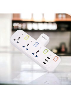 Next Life Multi Plug Extension Socket, 3 Way Electrical Outlet Extender With 3 USB Ports, Wall Charger, Universal Plug Adapter for Home, Office, Kitchen, Individually Switched  - Image 2