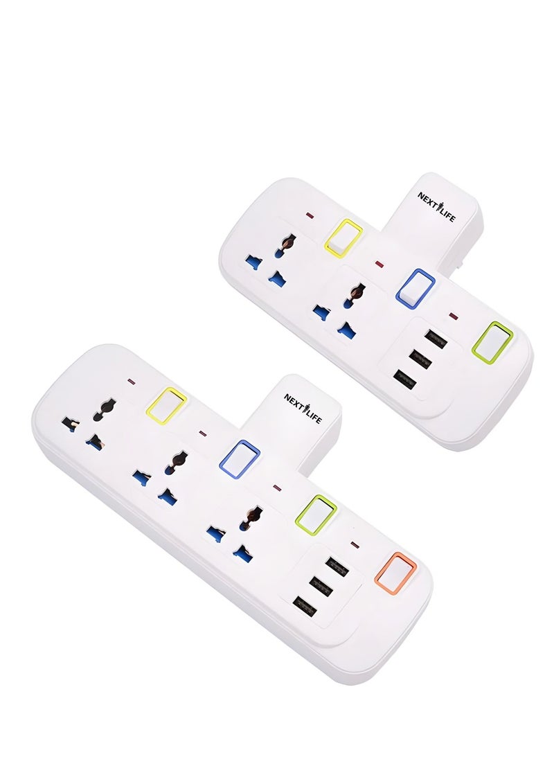 Next Life Multi Plug Extension Socket, 3 Way Electrical Outlet Extender With 3 USB Ports, Wall Charger, Universal Plug Adapter for Home, Office, Kitchen, Individually Switched  - Image 4