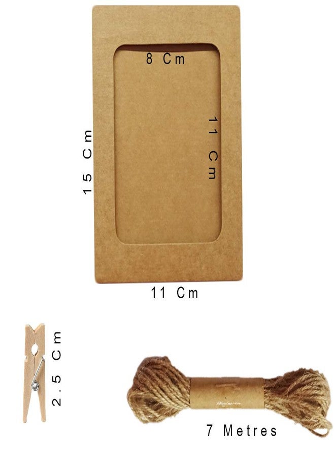 Nisco Pocket Slide-In 10 pcs Hanging Paper Photo Frame - Craft Paper Wall Hanging Photo Frame Album with free 10 pcs Mini Wooden Clips and Jute Rope String for Beautiful Memories Events Parties Home Decorations (Pink, 8 cm x 11 cm) - Image 4