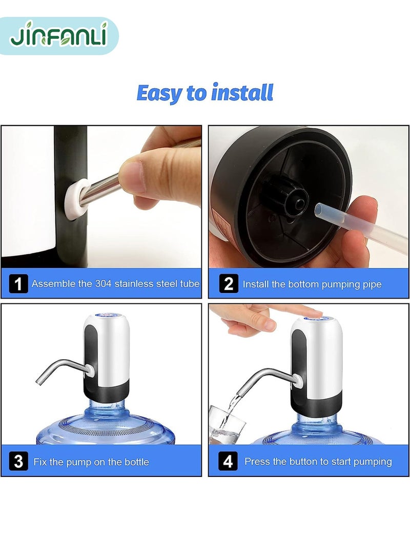 JINFANLI Water Bottle Pump, USB Rechargeable Portable Electric Water Pump for 2-5 Gallon Water Bottles, USB Rechargeable Portable Water Dispenser for Office, Home, Camping, Kitchen, etc., Black - Image 4
