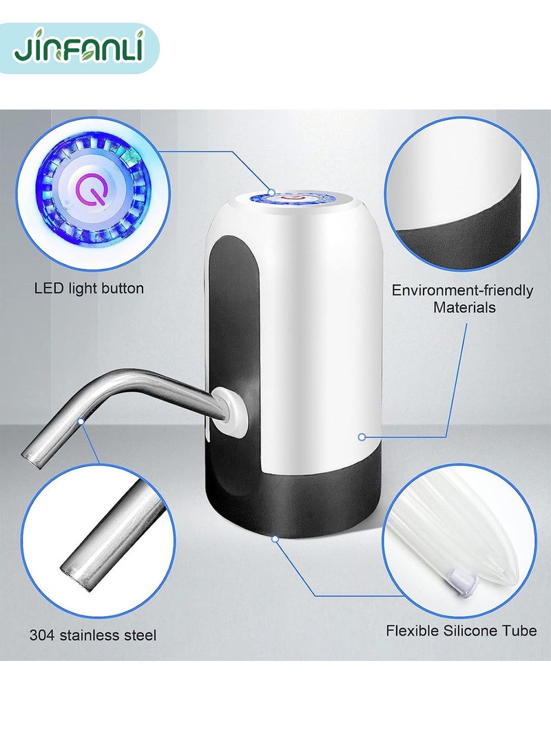 JINFANLI Water Bottle Pump, USB Rechargeable Portable Electric Water Pump for 2-5 Gallon Water Bottles, USB Rechargeable Portable Water Dispenser for Office, Home, Camping, Kitchen, etc., Black - Image 3