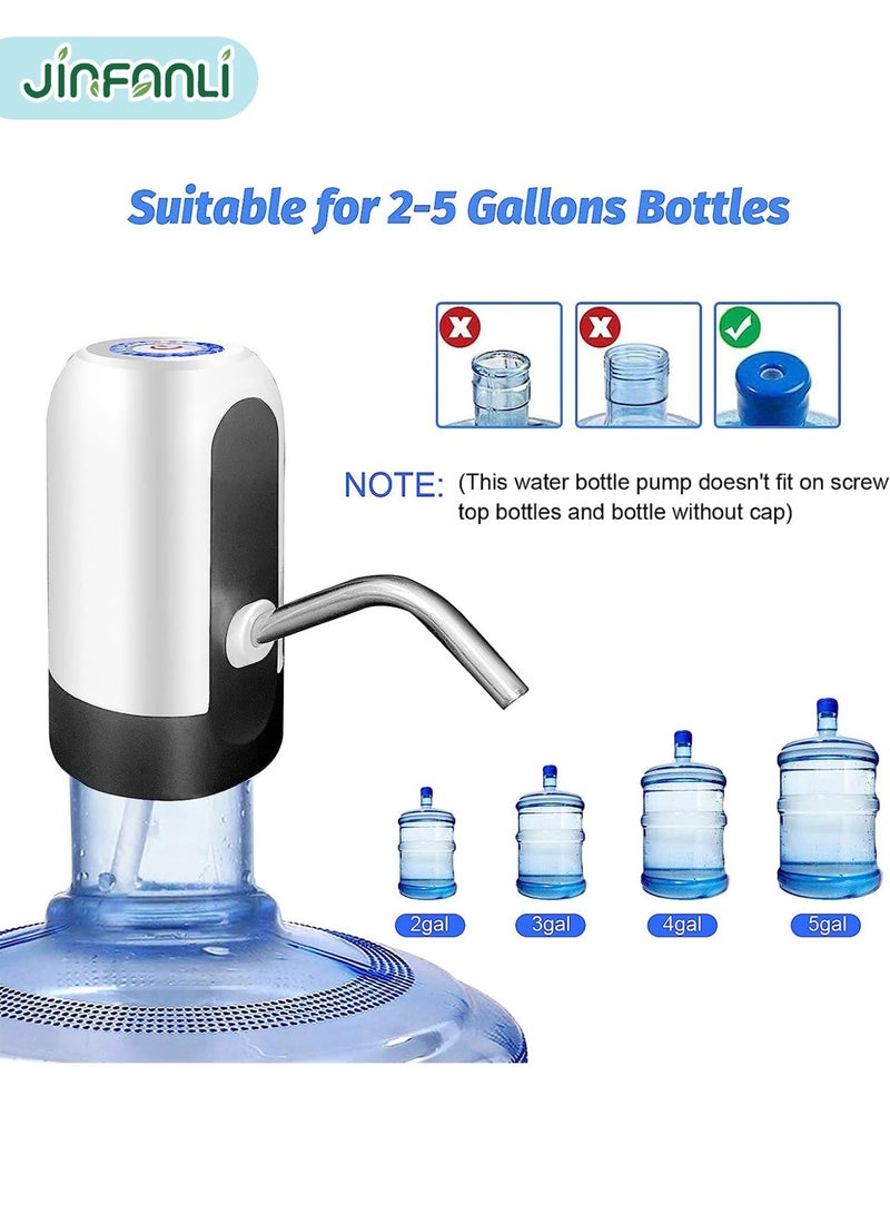 JINFANLI Water Bottle Pump, USB Rechargeable Portable Electric Water Pump for 2-5 Gallon Water Bottles, USB Rechargeable Portable Water Dispenser for Office, Home, Camping, Kitchen, etc., Black - Image 5