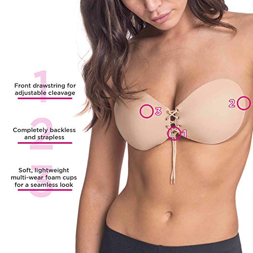 Maidenform Women's Lace Up Adhesive Backless and Strapless Bra nude B - Image 2