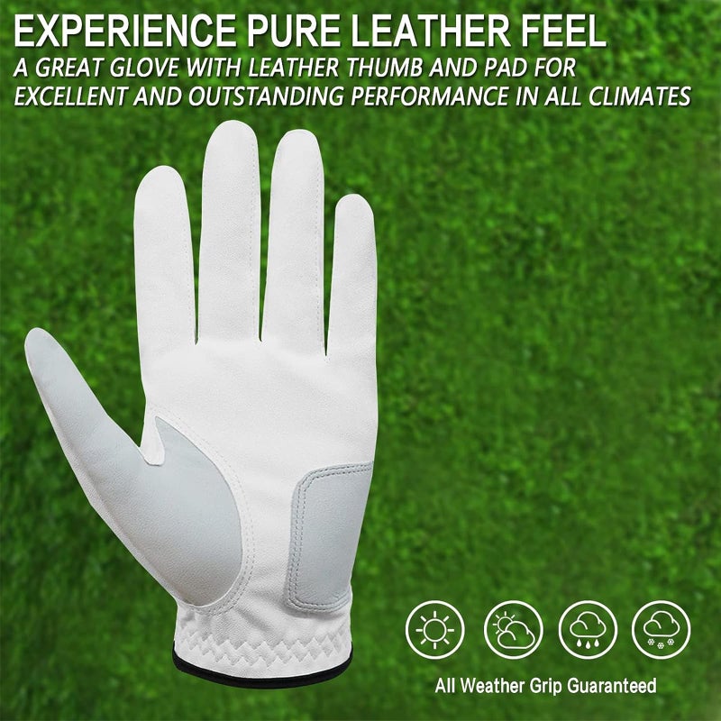 FINGER TEN Golf Gloves Men Value 5 Pack for Left Right Hand, Comfortable Soft & All Weather Grip Mens Golf Glove, Sizes S M ML L XL XXL 3XL (USA Flag, Small(Worn On Left Hand)) - Image 4