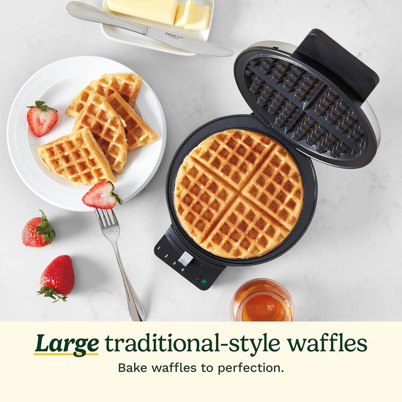 Cuisinart Waffle Maker, 1250W Round Classic Waffle Iron, 5-Setting Adjustable Browning Control, WMR-CANAS, Brushed Stainless - Image 3