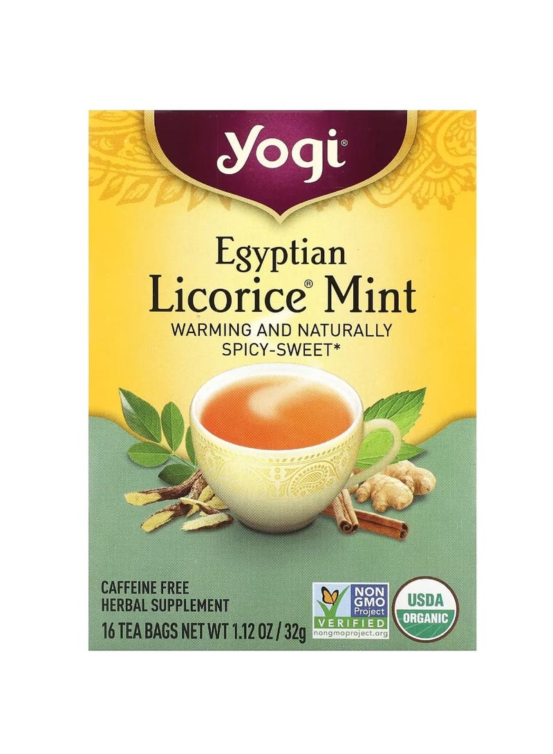 شاي يوغي شاي عرق السوس المصري بالنعناع خالي من الكافيين 16 كيس شاي 32 غرام (1.12 أونصة) - Image 1