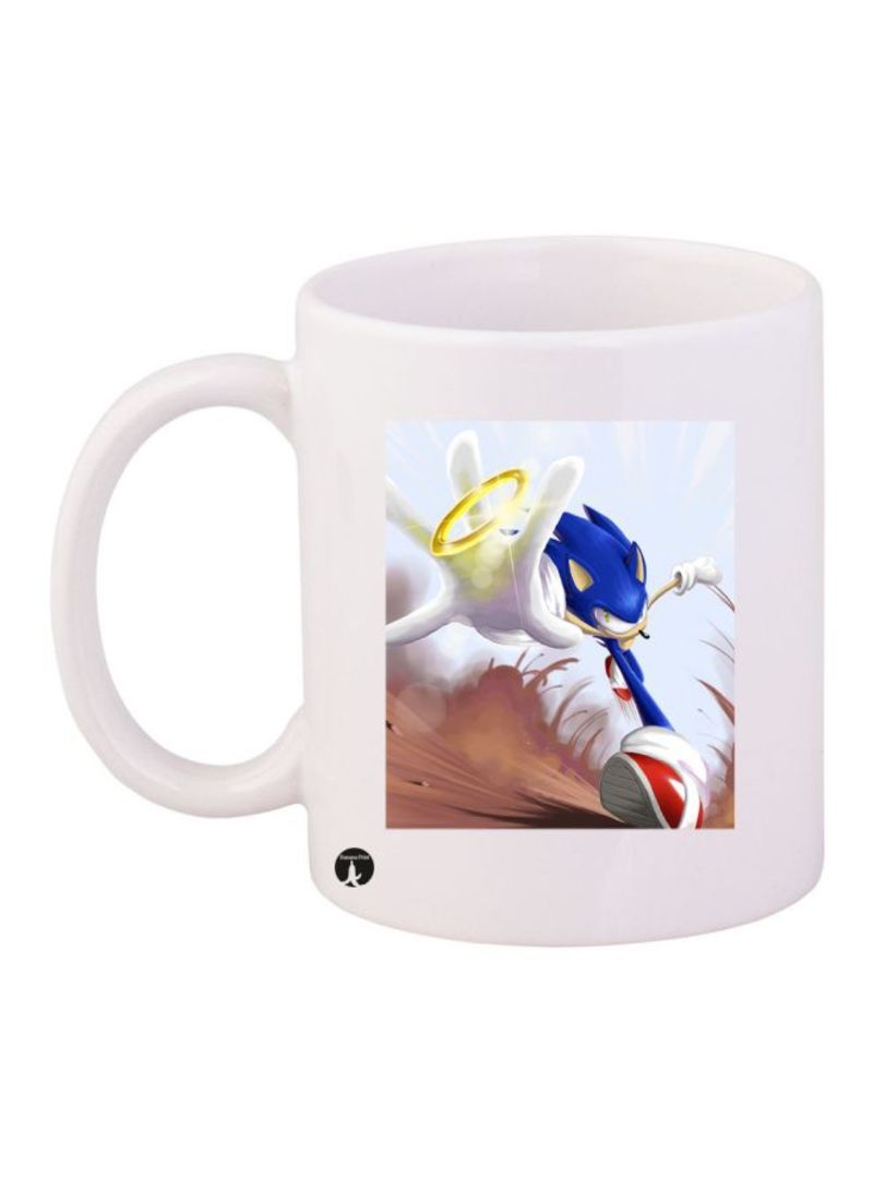 RKN Sonic Video Game Printed Mug White/Blue/Yellow Standard Size