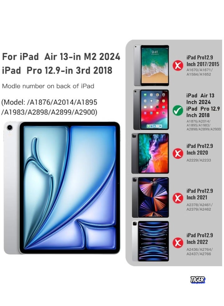 TIGER iPad Air 13 Inch Case M2 2024 – Smart iPad Case with Pencil Holder, Supports Pencil Pro & Pencil (USB-C), Touch ID, Auto Wake/Sleep Feature – Premium Protection for iPad Air M2 2024 - Image 2