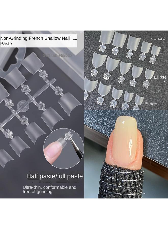 Bluejw Japanese Ultra-thin Non-marking Non-grinding French Shallow Nail Patch Short Trapezoidal Double-sided Frosted Non-marking Nail Extension Patch  - Image 2