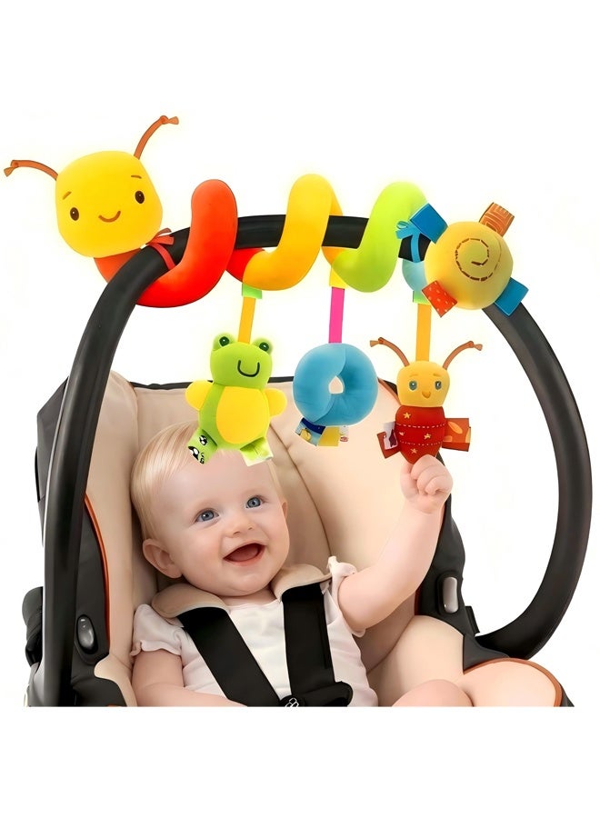 ZERIFAM Seat and Stroller Spiral Toy - A Suspended Soft Sensory Toy, Soft Hanging Toys for Babies Aged 0–12 Months (Boys and Girls), for Car Seats, Cribs, and Strollers, with a Ringing Bell and Music - Image 1