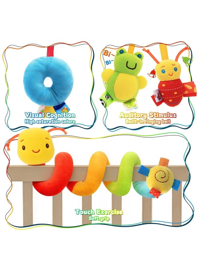 ZERIFAM Seat and Stroller Spiral Toy - A Suspended Soft Sensory Toy, Soft Hanging Toys for Babies Aged 0–12 Months (Boys and Girls), for Car Seats, Cribs, and Strollers, with a Ringing Bell and Music - Image 3