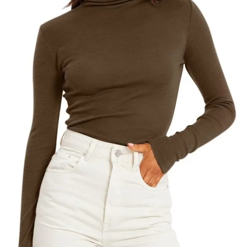 Autumn 2024 Foreign Trade Women''s Stacking Collar High Collar Base Shirt Modal Long Sleeve Slim Fit All-match Top - Image 5