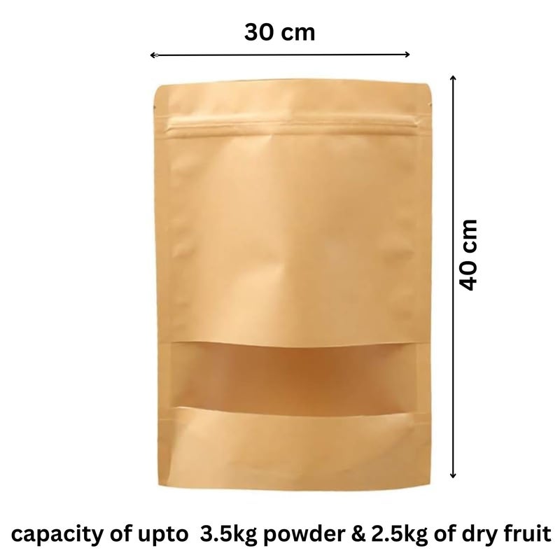 Deera Light Brown Kraft Paper Pouch With Window 300mm x 400mmPack Of 20 - Image 3