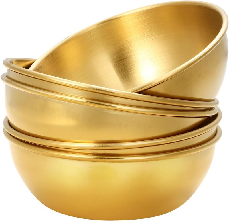 Cabilock Sauce Dishes Small Dipping Bowls Cabilock 5Pcs Soy Sauce Dishes Stainless Steel Appetizer Bowls Multipurpose Seasoning Sauce Dipping Dishes for Ketchup Soy Sauce Vinegar Appetizer Golden - Image 1