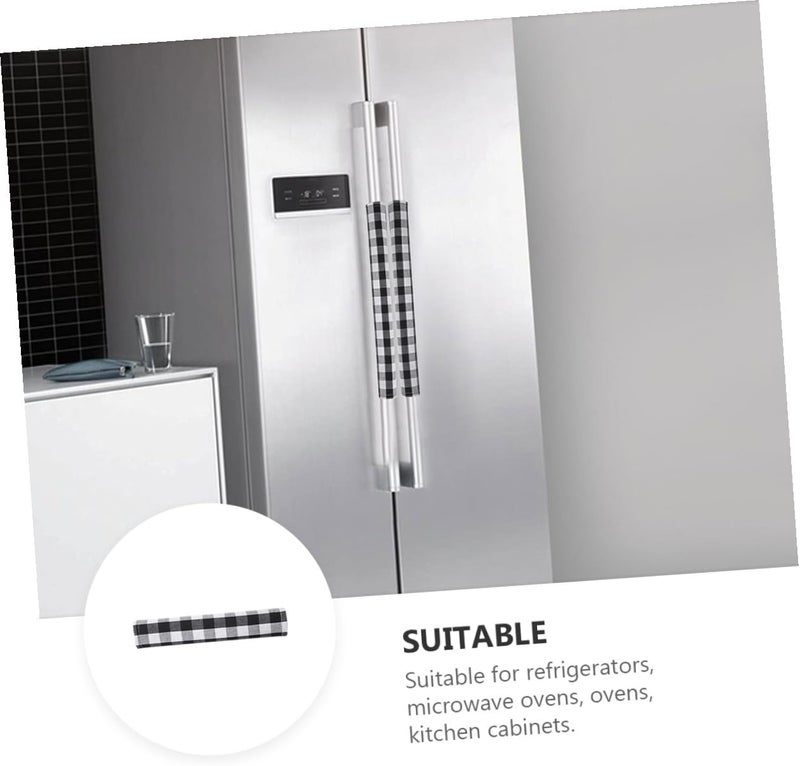 VERDANVERSE Refrigerator Door Handle Cover Sleeve Breathable Fridge Handle Protector Glove Easy to Clean Appliance Cover with Decorative Black and White Plaid Design for Kitchen Use - Image 3