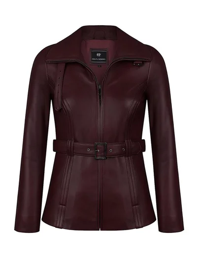 فيليكس هاردي جاكيت كلاسيكي جلد طبيعي بحزام