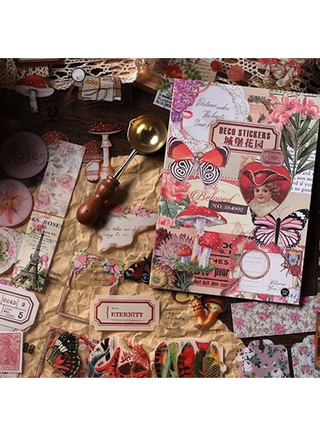 SIBLYMONA Junk Journal Stickers for Scrapbooking, 166Pcs Retro Flower Butterfly Nature Poem Stamp Letter Decorative Stickers for Scrapbook, DIY Crafts Album Phone Cases Laptops Calendars Notebook (Castle) - Image 3