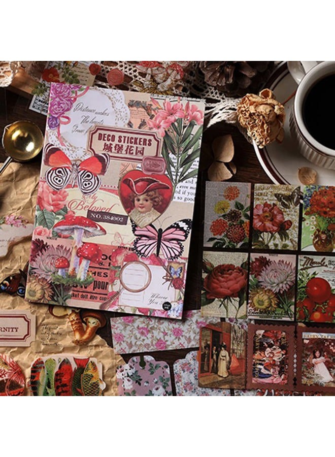 SIBLYMONA Junk Journal Stickers for Scrapbooking, 166Pcs Retro Flower Butterfly Nature Poem Stamp Letter Decorative Stickers for Scrapbook, DIY Crafts Album Phone Cases Laptops Calendars Notebook (Castle) - Image 1