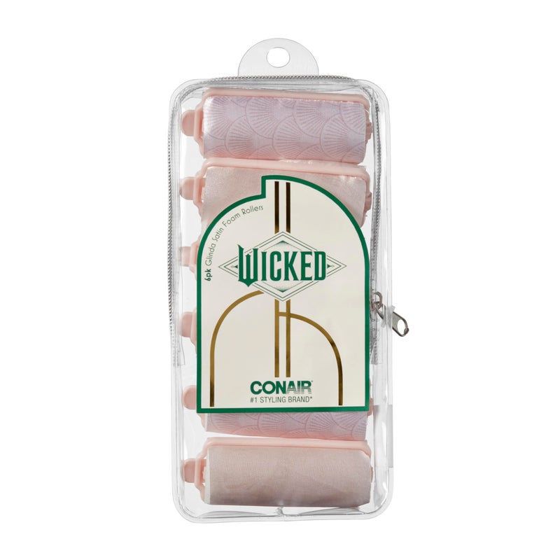 CONAIR Wicked Glinda 6PK Satin Rollers - hair rollers - foam rollers - heatless hair curlers - Scunci by Conair - Image 1